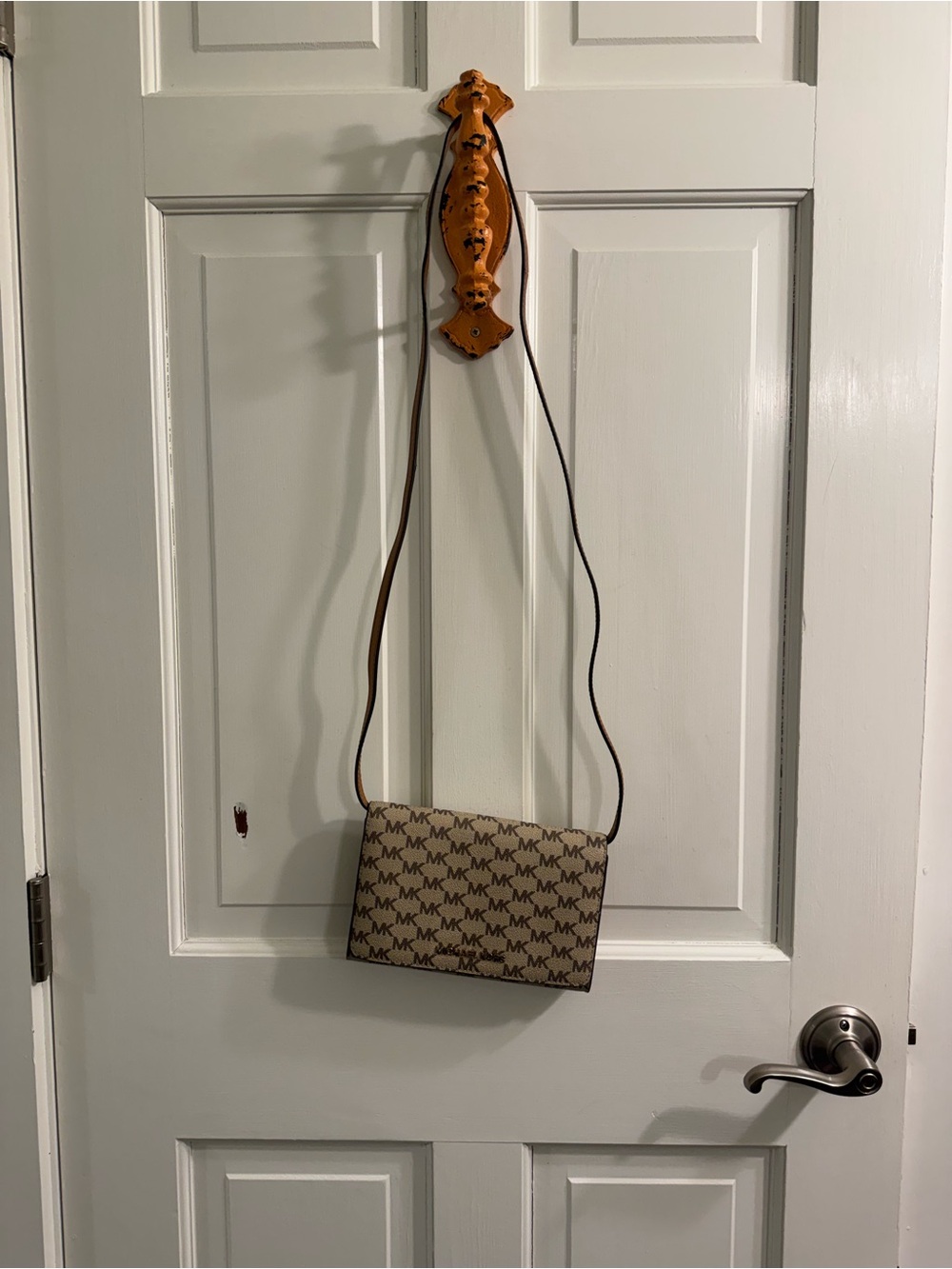 Michael Kors Brown Beige MK Signature Crossbody Bag - Picture 4 of 5